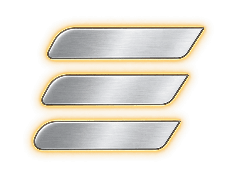 EILA — silver E with a golden aura